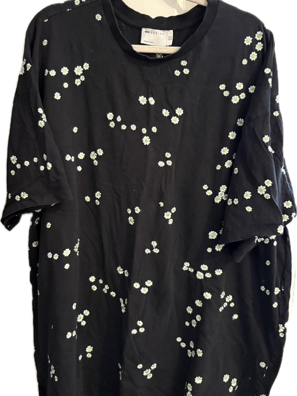 Black Floral Short-Sleeve tshirt dress